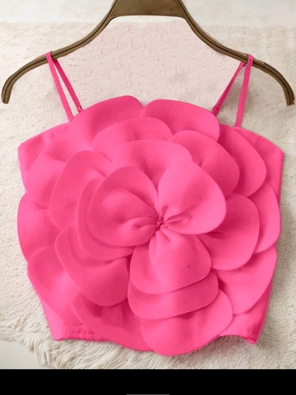 Pink Floral Petal Crop Top